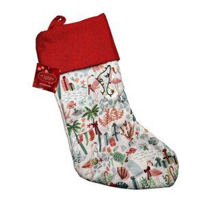 St. Nicholas Square 20 inch Flamingo and Tropical Holiday Christmas Stocking